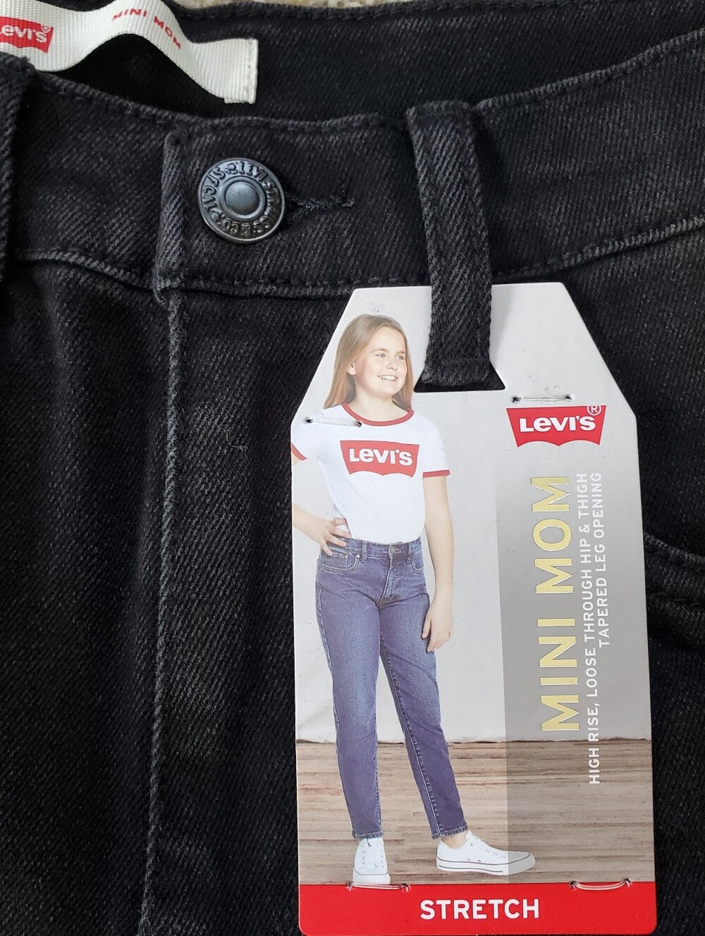 Levi's Black High-Rise Mini Mom Stretch Jeans
